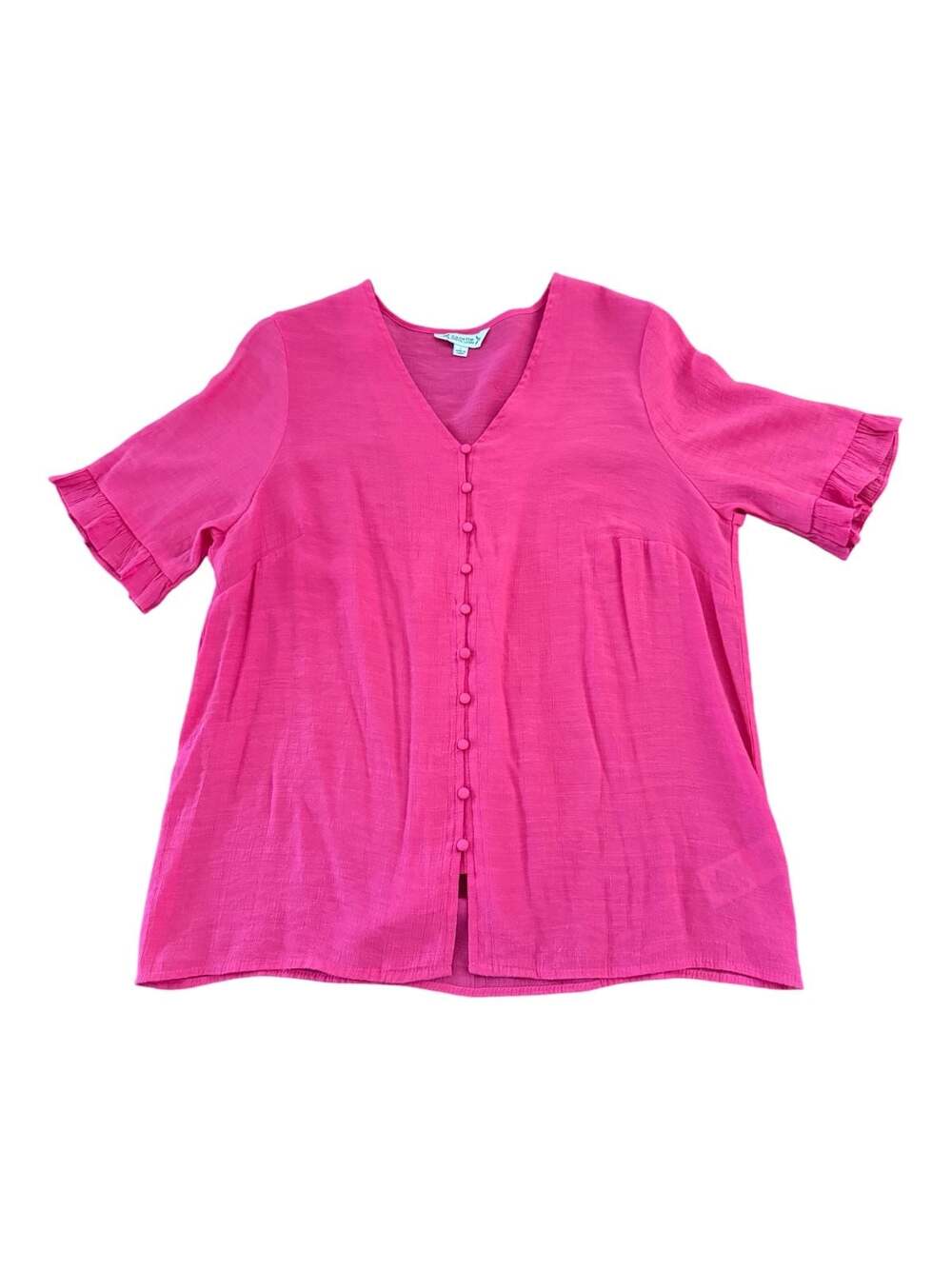 Nanette Nanette Lepore Pink Ruffle Sleeve Button Front Blouse Size L